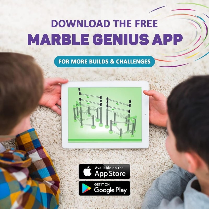 Marble Genius Marble Rails Super Set, 325 Piece Marble Run for Kids 8+ (45 Marbles, 15 Rail Pieces, 10 Base Pieces & More), STEM, Full-Color Instructions, Great for Kids & Teens - Image 5
